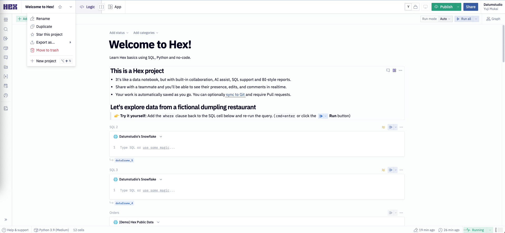 Hex × Snowflakeでつくるインタラクティブな分析環境 | DATUM STUDIO株式会社